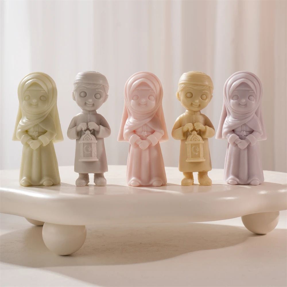 

Female Statue Silicone Molds Ramadan Kareem Decor Girl Boy Figurine Silicone Candle Mold Home Decor Gift