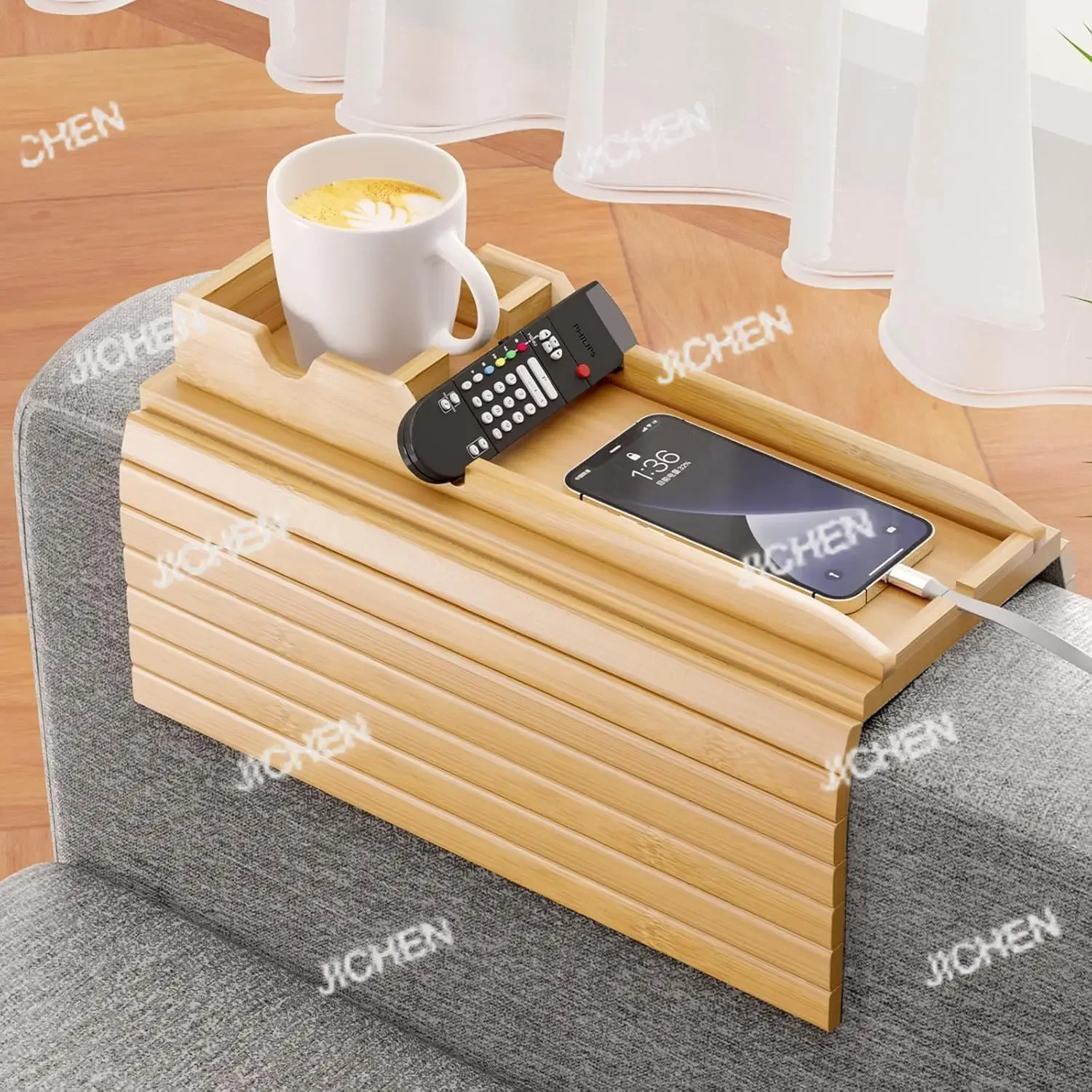 

HS подлокотник для дивана из цельного дерева, складной многофункциональный бытовой ленивый чайный столик для закусок, портативный поднос для дивана для хранения