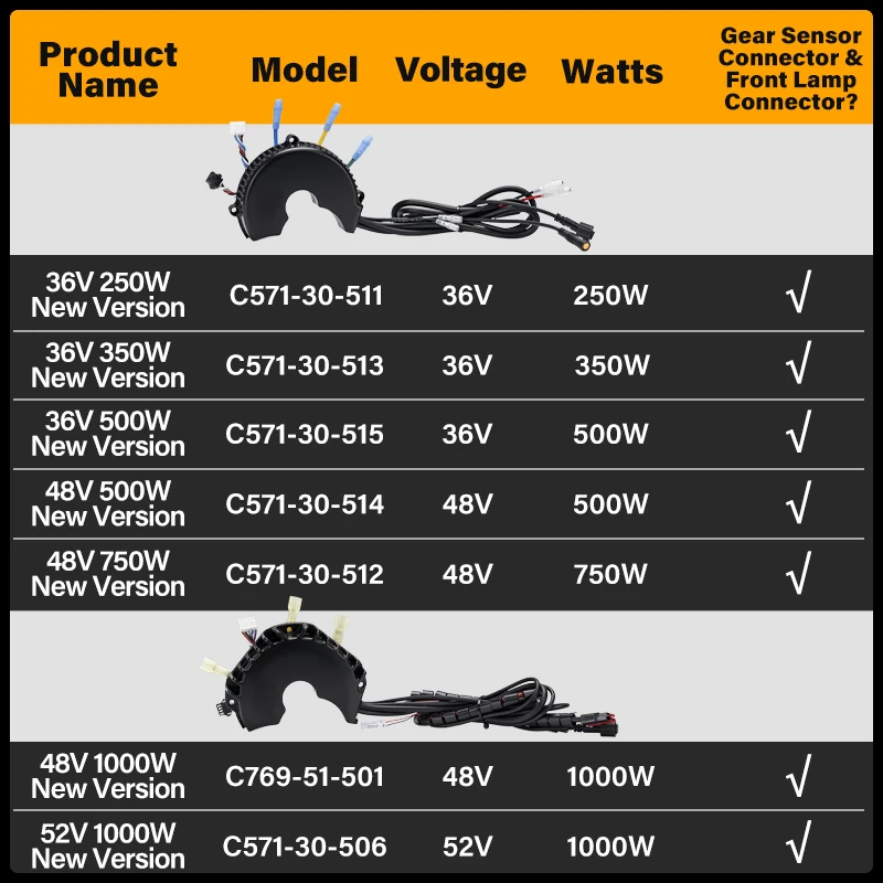 Bafang Mid Drive Motor Replacements Controller for BBS01B BBS02B BBSHD 36V 250W 350W 500W/48V 500W 750W 1000W /52V 1000W