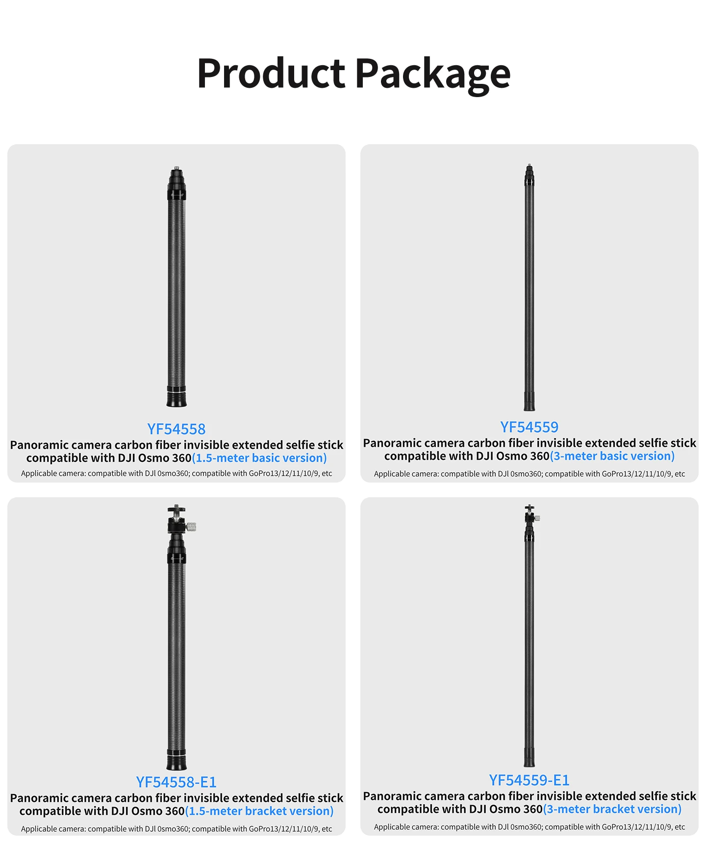 Einziehbares 3M Carbonfaser-Einbeinstativ-Selfie-Stick mit 1/4-Zoll-Stativadapter für Insta360 X6, Magnetic DJI OSMO 360, Pocket4, Action6 Kamera – Detail 14