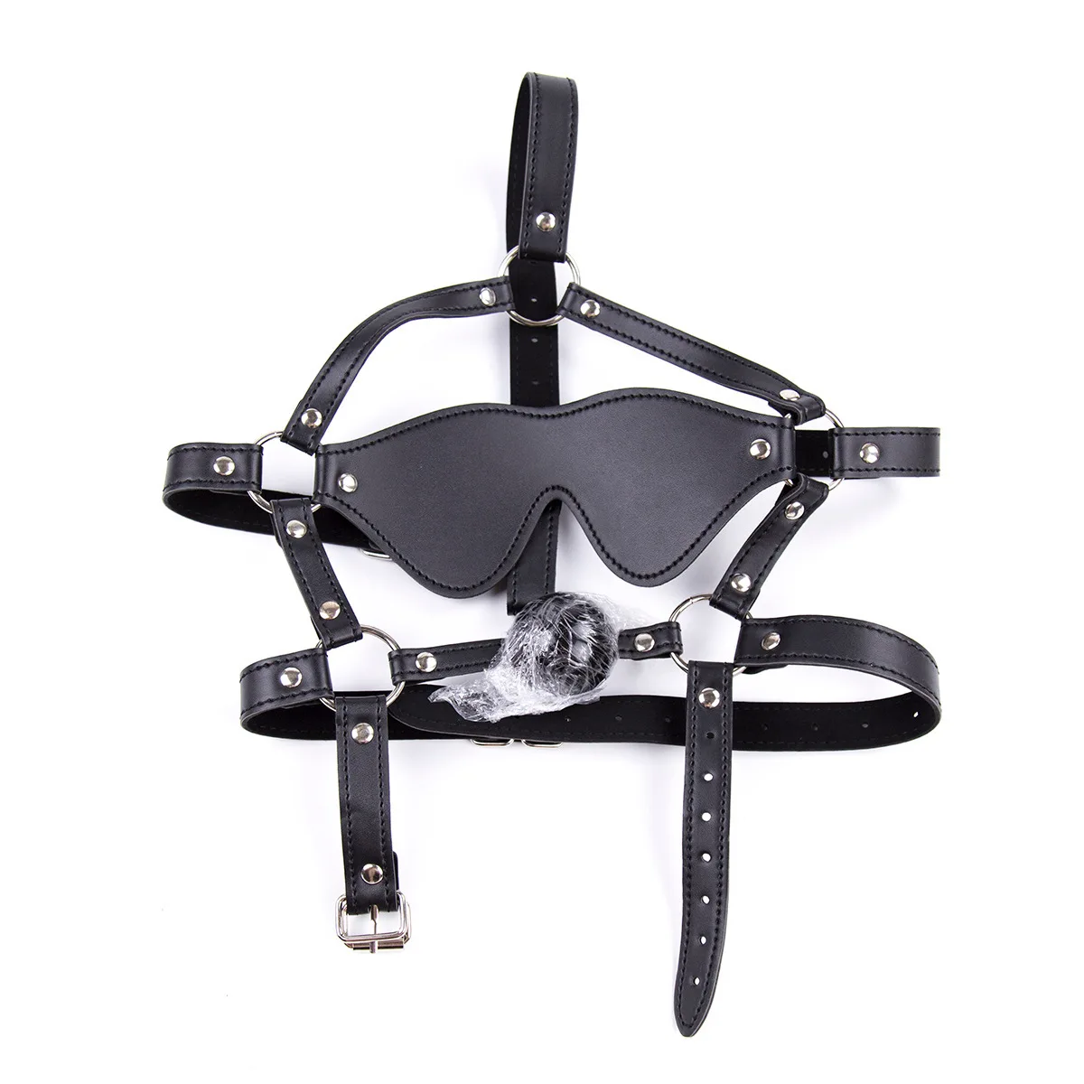 Couple Mouth Gag Eye Patch BDSM Bondage Gear Adult SM Slave Erotic Games Role Play Harness 18+ Fetish Toy Mouth Ball Eye Blinder view 5