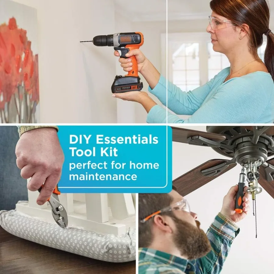 Comprehensive Home Tool Kit with 20V MAX Drill/Driver for Versatile DIY Projects and Home Repairs Includes 83 Precision-Enginee