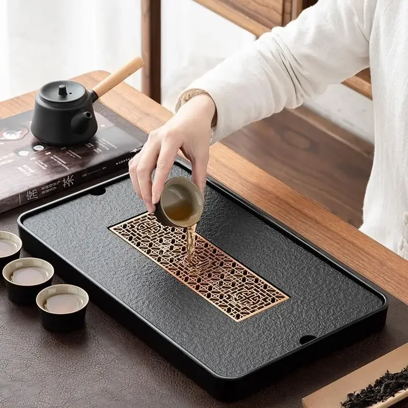 Tea tray, household tray, tea table, water drainage and storage, kungfu tea set, tea tray, tea sea