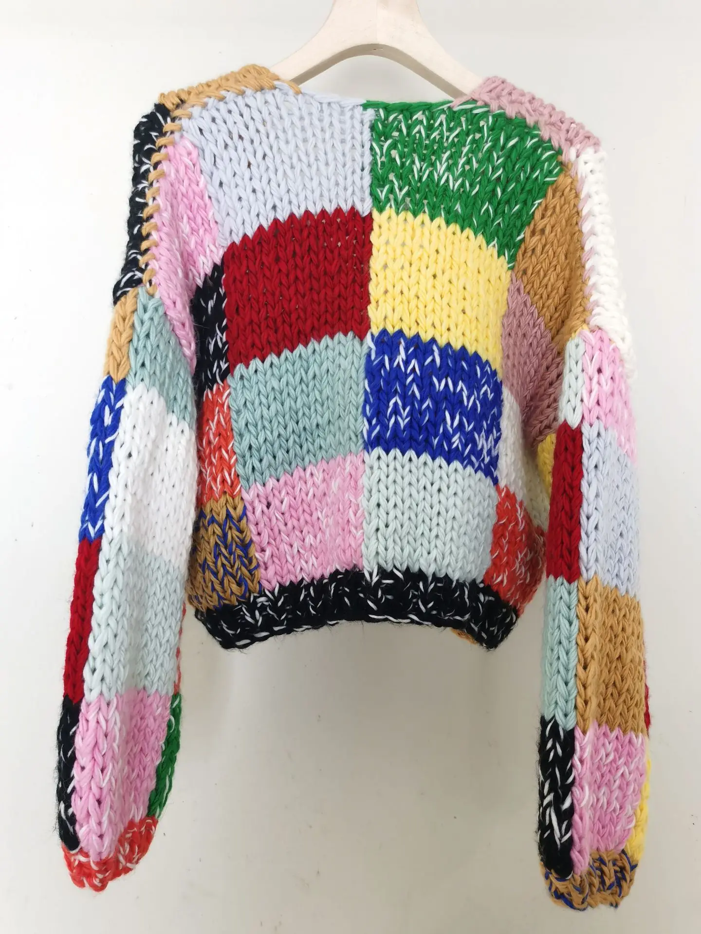 TEELYNN Vintage Rainbow Plaid Cardigan Sweaters for Women Vintage Knitted Oversize Coats Loose Sweater Warm Winter Boho Outwears