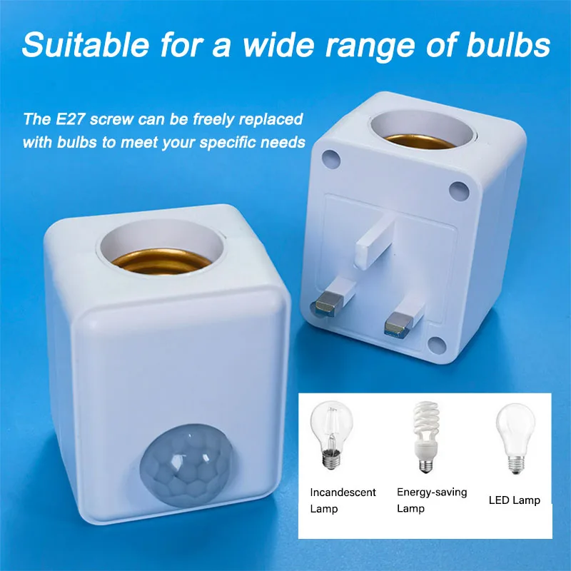 AC85-265V Wall Mounted LED Human Infrared Sensor Lamp Holder Intelligent Delay E27 Screw Port Sensor Lamp Head Adapter LED Lamp