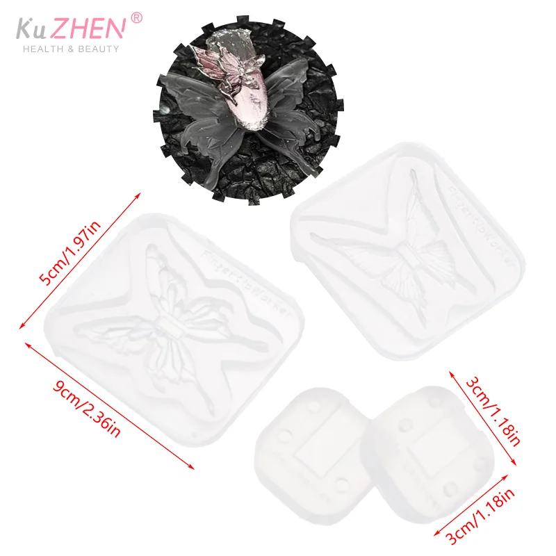 

1 шт., подставка для ногтей-бабочки, силиконовая форма «сделай сам», 3D пластины для штамповки резьбы для держателя наконечников, подставка для практики ногтей, накладные ногти, наконечник