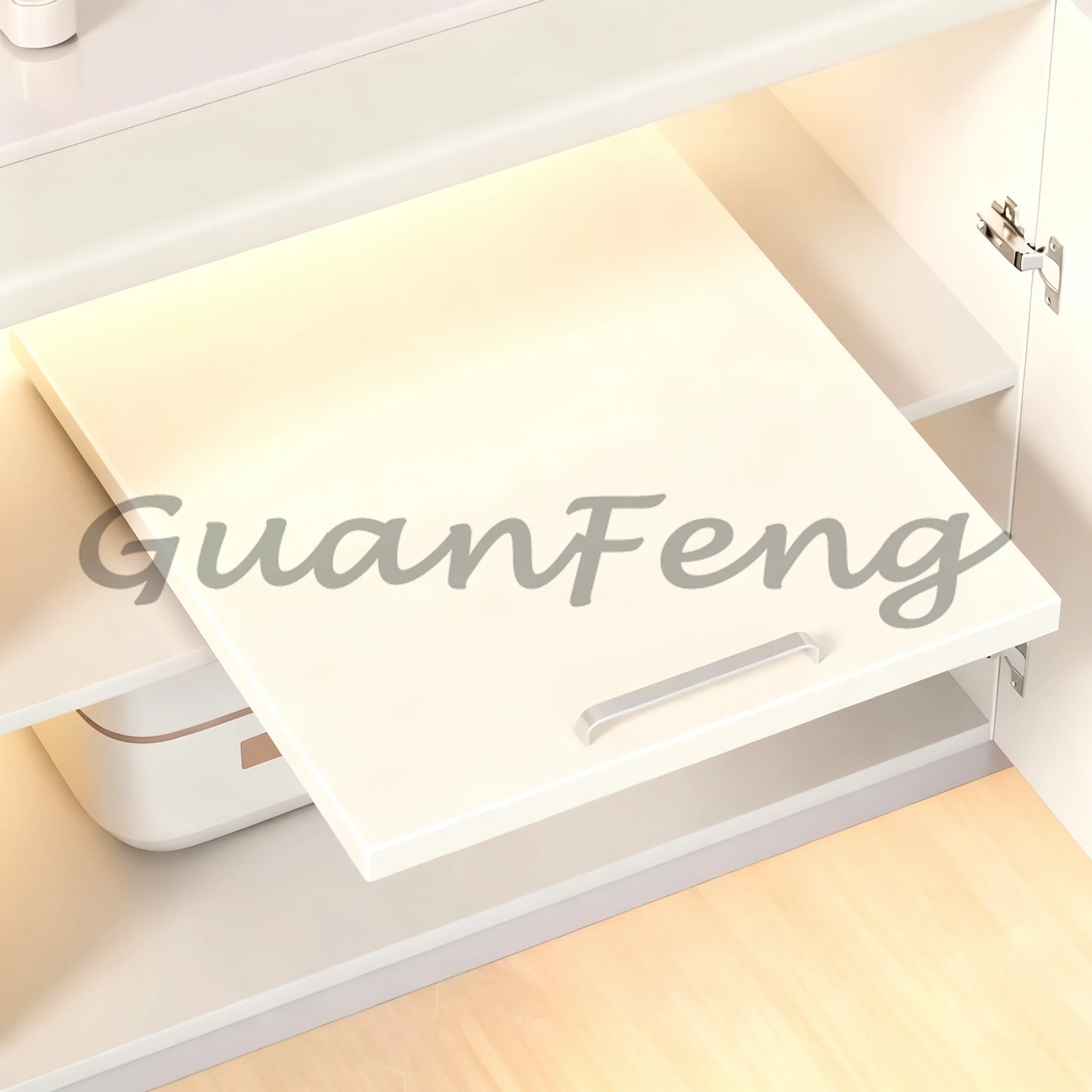 Adjustable Chrome Pull Out Cabinet Organizer, No Drill Sliding Microwave Tray Storage Basket for Kitchen