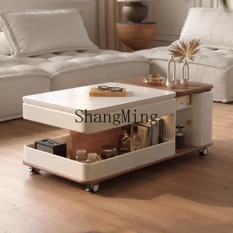

ZYY living room can be lifted and lowered side table mobile small tea storage table small apartment rock slab coffee table