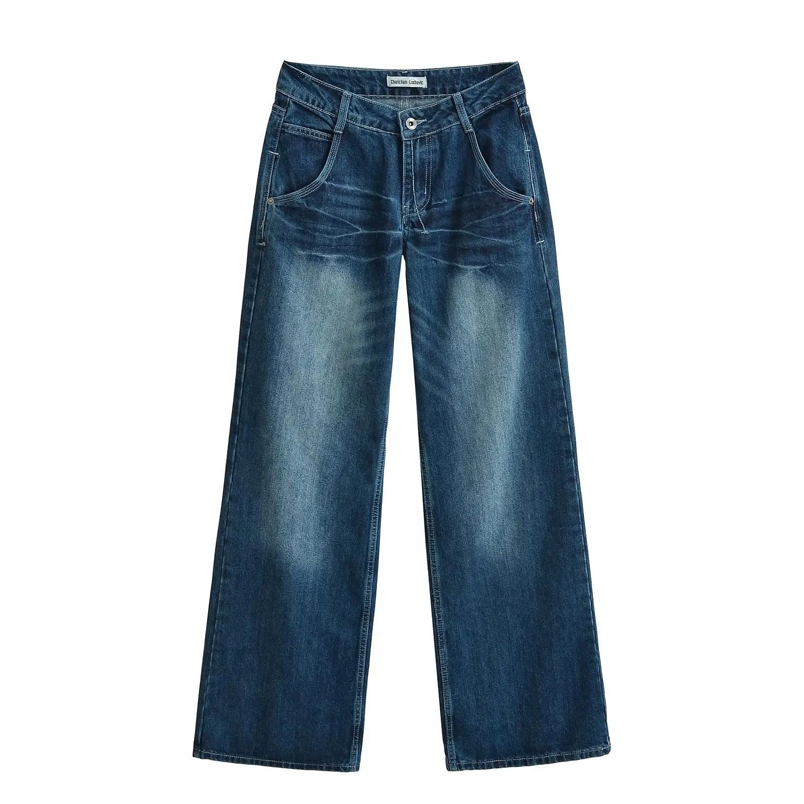 

Sexy Straight Leg Jeans Women's Slimming Casual Wide Leg Low Waist Lazy Floor-Length Pants Commute Sle Wear Resistant