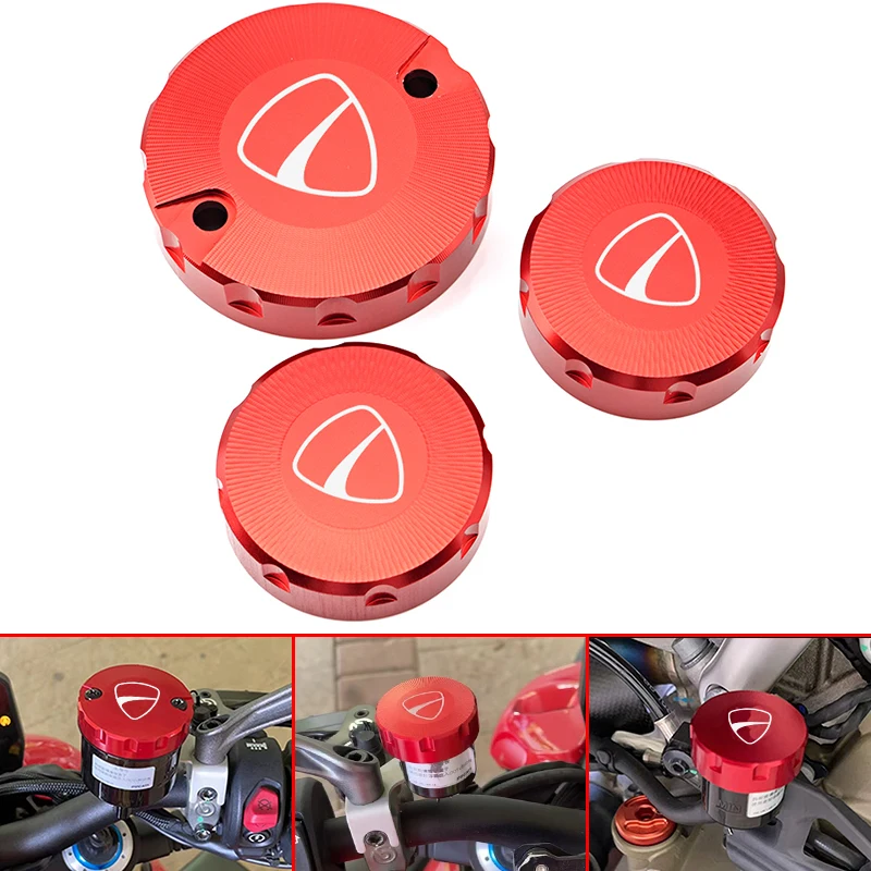 

Motorcycle CNC Front Brake Clutch Rear Brake Fluid Reservoir Cover For DUCATI V4 V2 Panigale 1299 1199/S/R 959 899 Accessories
