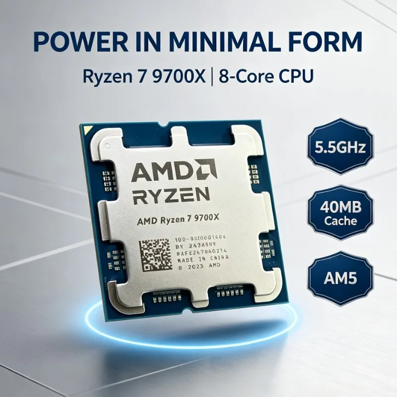 Ryzen 7 9700X Desktop Processor Socket AM5 8C16T 3.8GHz 32MB L3 DDR5 No Cooler