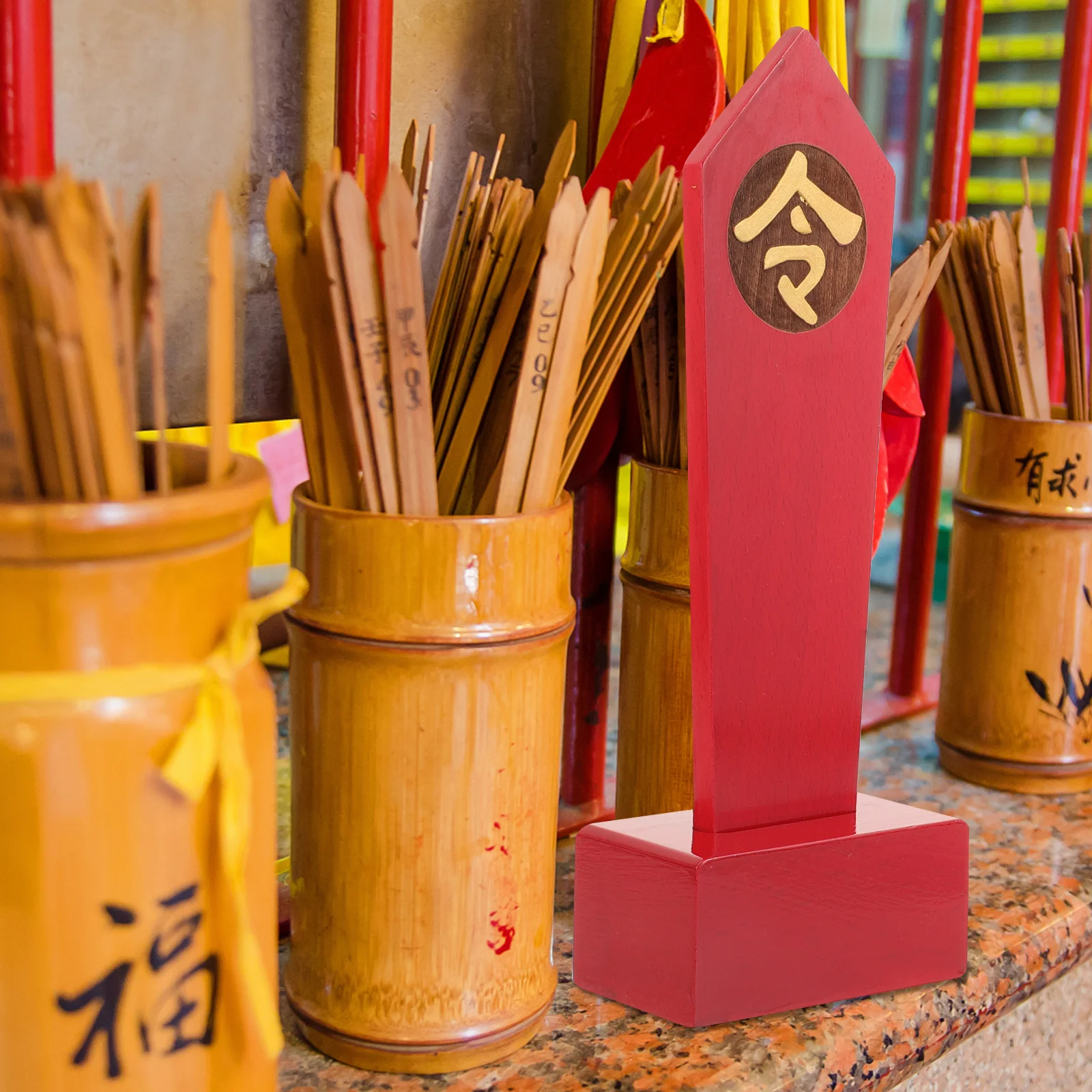 

Wooden Taoism Token Ornament Carved Natural Wood Decoration for Home Office Desk Garden Indoor Outdoor Use Unique Gift Idea