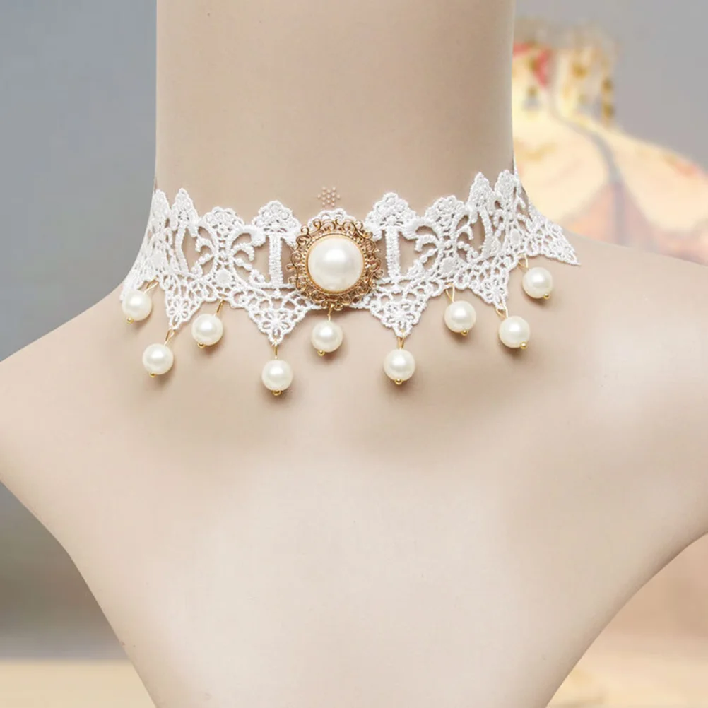 

Short Collarbone Chain Choker Necklace for Women Artificial Pearl Ladies White Jewelry Elegant Wedding Gift Fashion Accessories