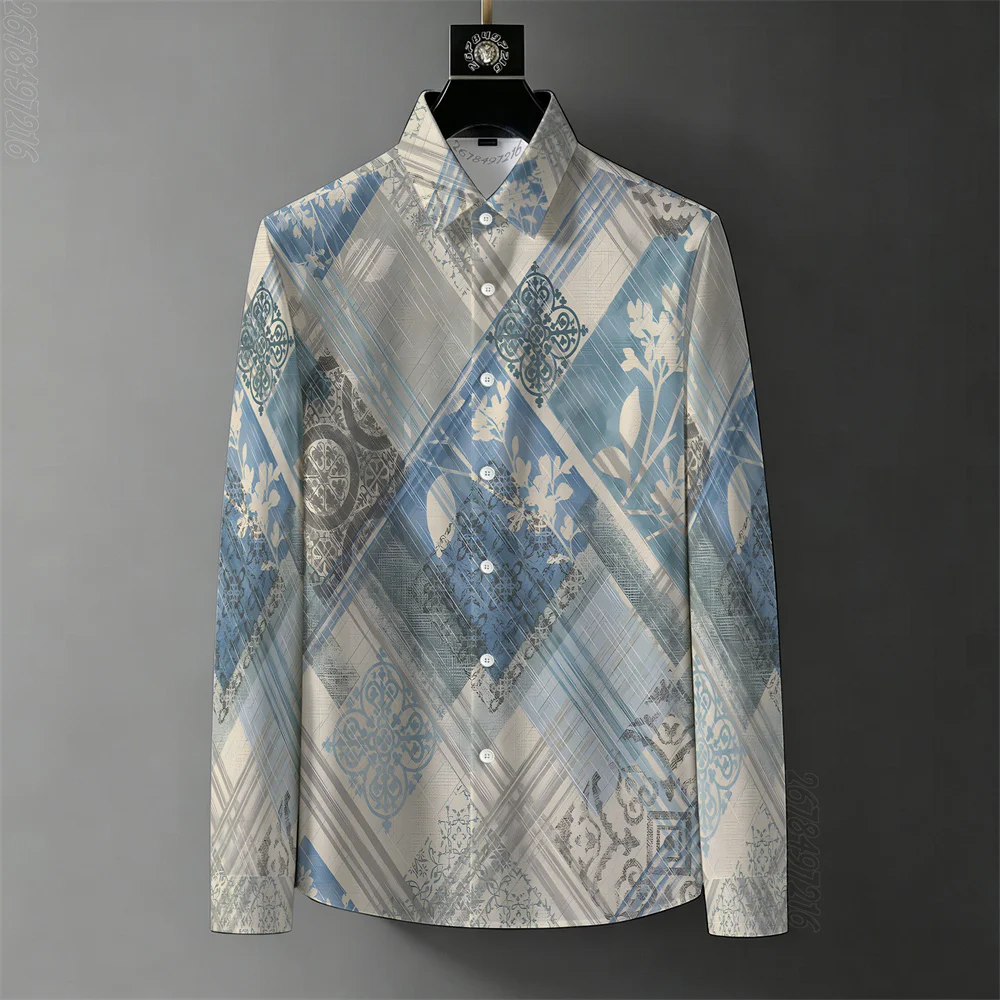 Side View of Men's Baroque Print Shirt