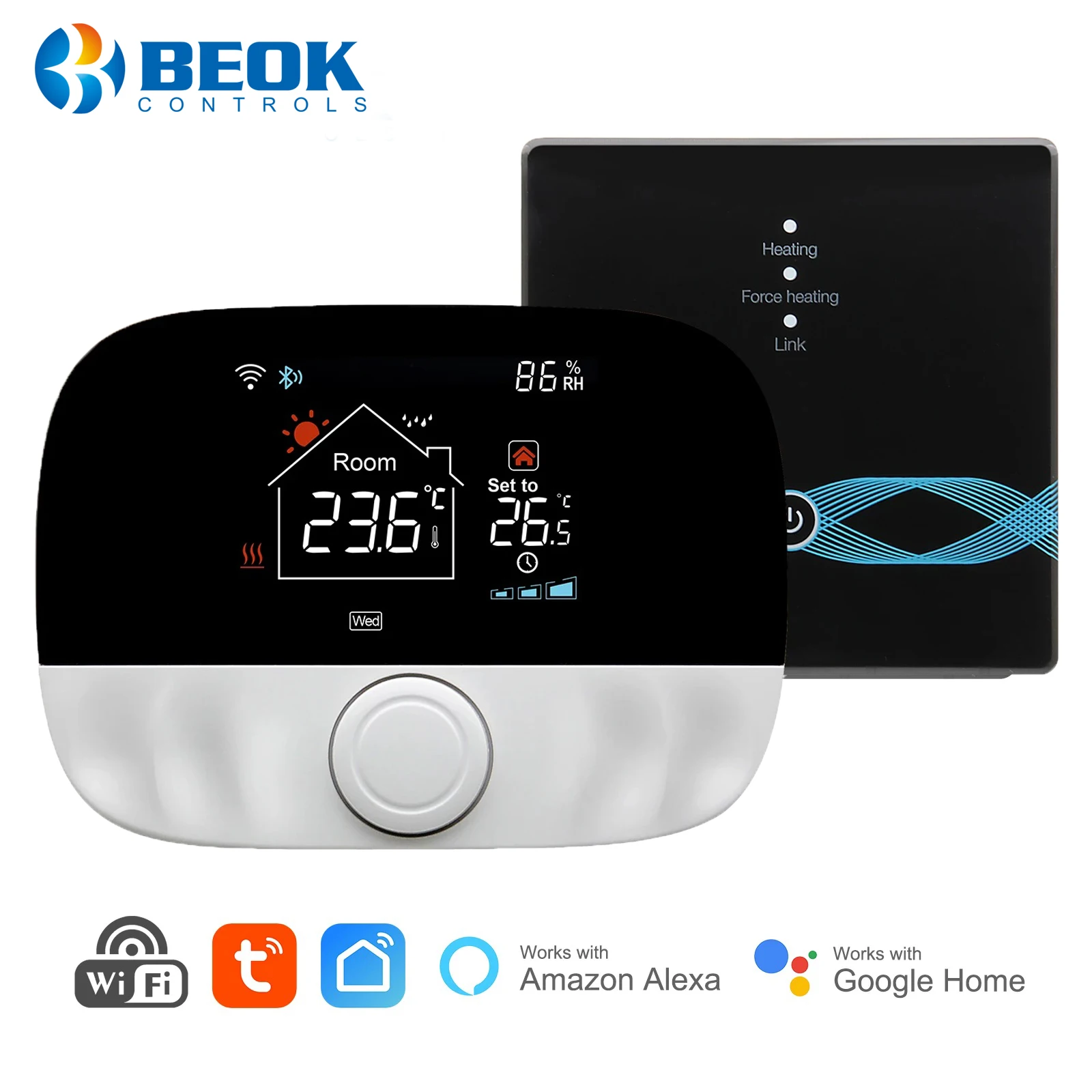 BEOK Smart RF Wireless Thermostat Wifi For Floor Heating And Gas Boiler LCD Screen Room Temperature Controller Works with Alexa