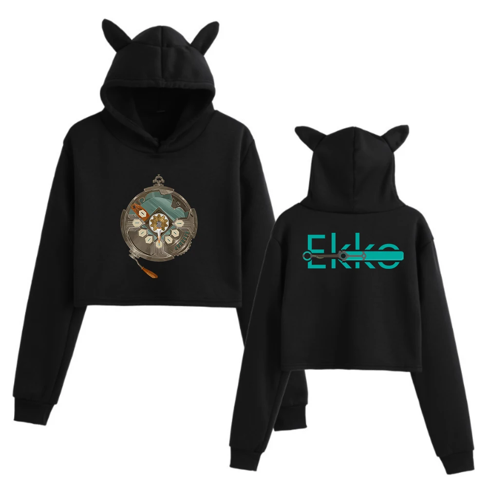 

Arcane Ekko Stopwatch & Zero Drive Cat Ears Long Sleeve Crop Tops Girls Fashion Hoodie