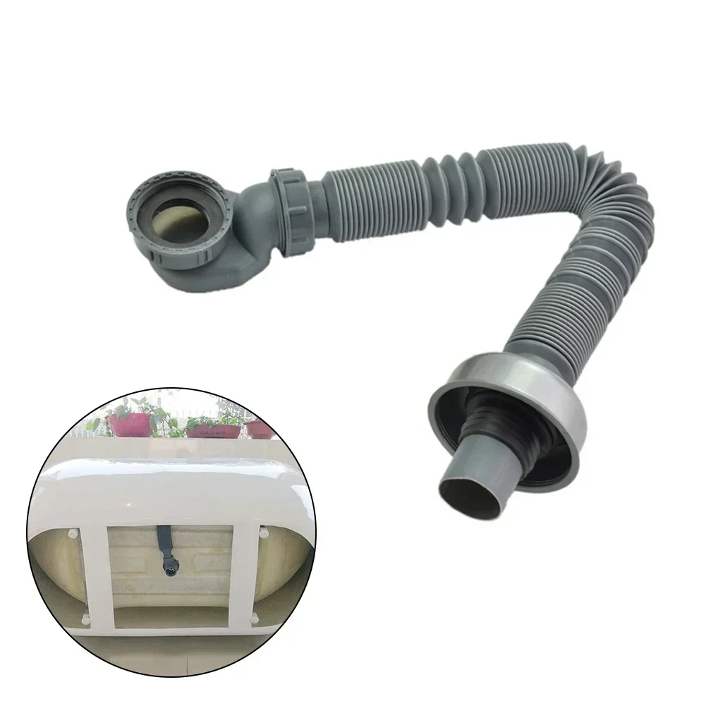 1pc Plastic Flexible Strainer Sink Extension Drain Hose Pipe Elbow Extension Pip For Bathroom Kitchen Bathroom Accessories