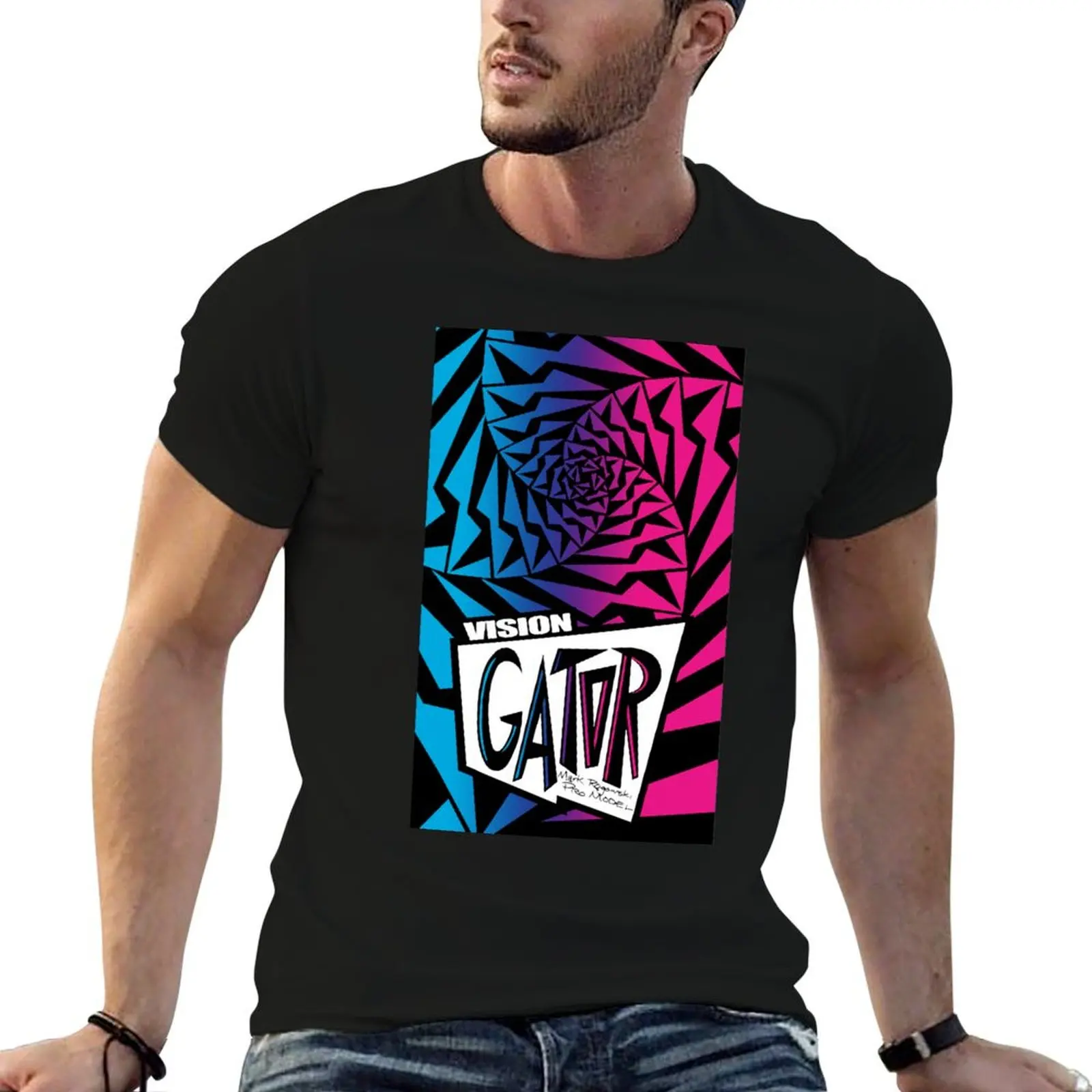 Camiseta Vision Gator, camisetas de designer para homens, camisetas gráficas para homens