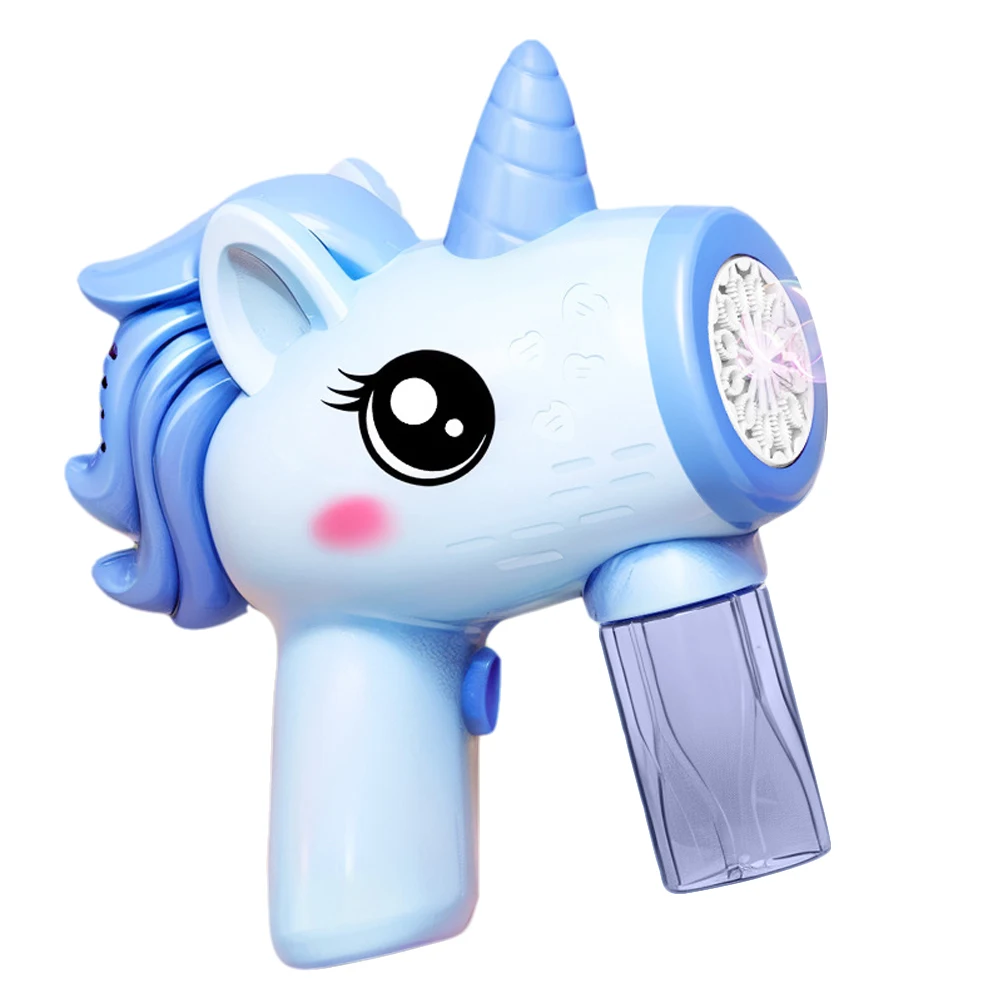 Elektrische Einhorn-Seifenblasenpistole, automatischer Seifenblasenmacher mit Licht, Seifenblasenblaster, Geburtstagsgeschenke für Jungen und Mädchen im Alter von 3, 4, 5, 6 Jahren