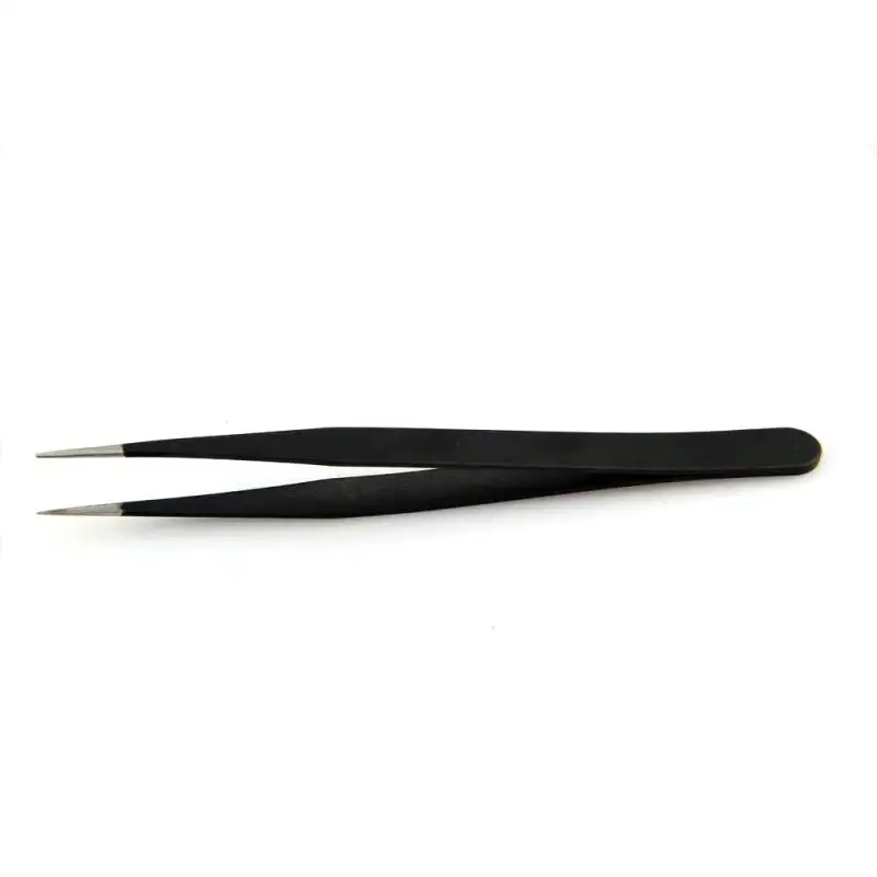 Stainless Steel Black Curved Straight Eyebrow Tweezers Anti Acid Nipper Rhinestone Picking Tool False Eyelash Nail Art Tool