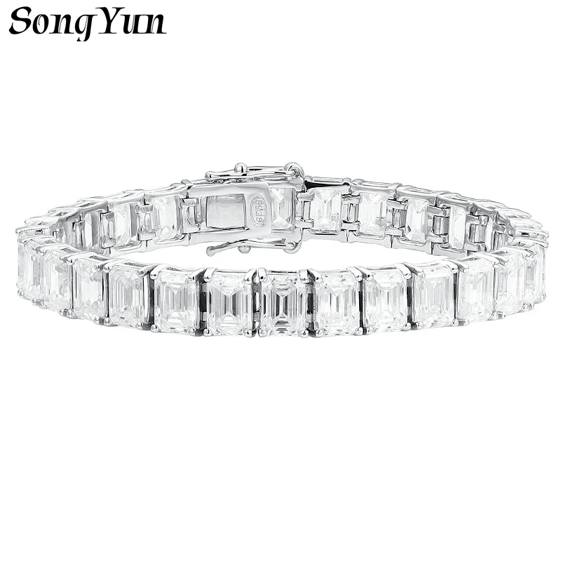 

SONGYUN Luxury Jewelry 925 Sterling Silver Bracelet Moissanite Diamond Link Fashion for Fiancee 18K Gold Plated SYT Patent Bangl