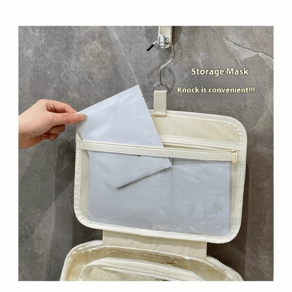 حقيبة يد من القماش لمستحضرات التجميل، مقبض متعدد الجيوب، حقيبة أدوات الزينة للسفر، سحاب للإغلاق، حقيبة مستحضرات التجميل النسائية ذات سعة كبيرة، أدوات الزينة للجنسين #1