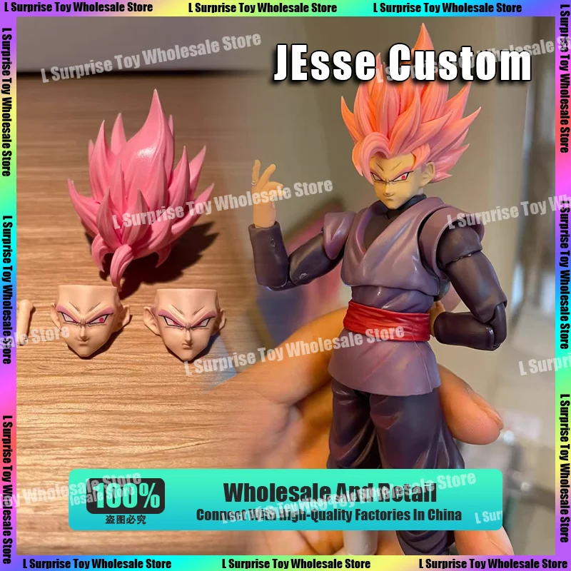

JEsse Custom Dragon Ball Z SHF Super Saiyan Rose SSR Goku Black Zamasu Head Accessories Headsculpt Anime Action Figures Toy Gift