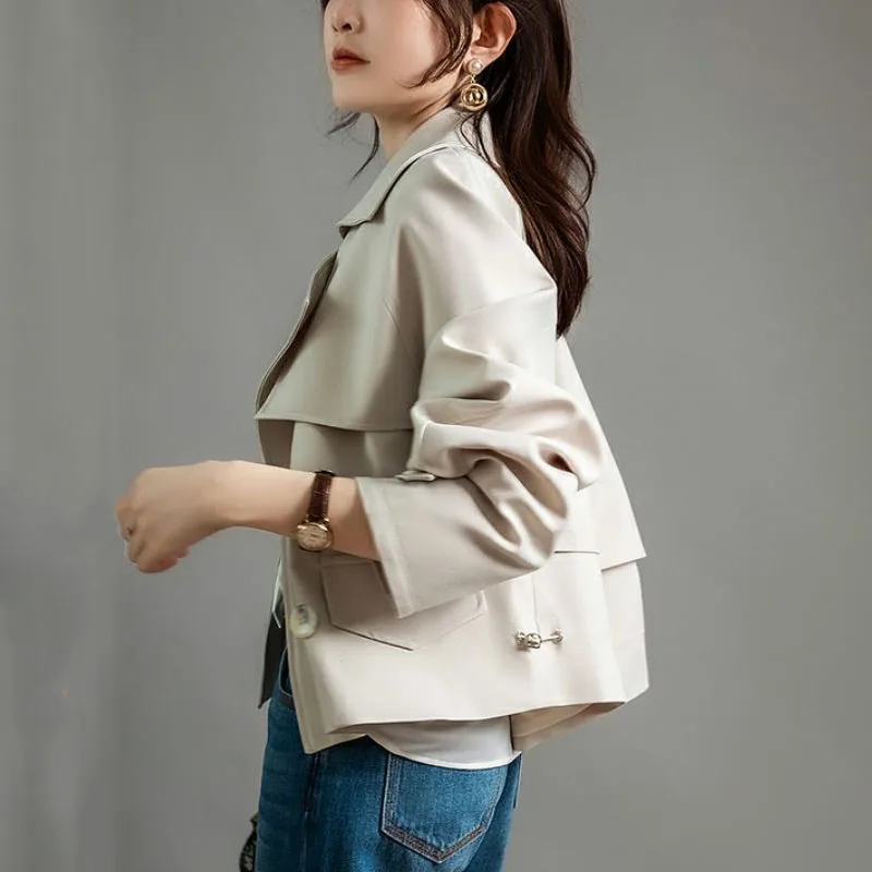 2023 New Spring Autumn Trench Coat Women\'s Korean Double Breasted Short Trench Female Overcoat Windbreaker Ladies Outerwear Tops