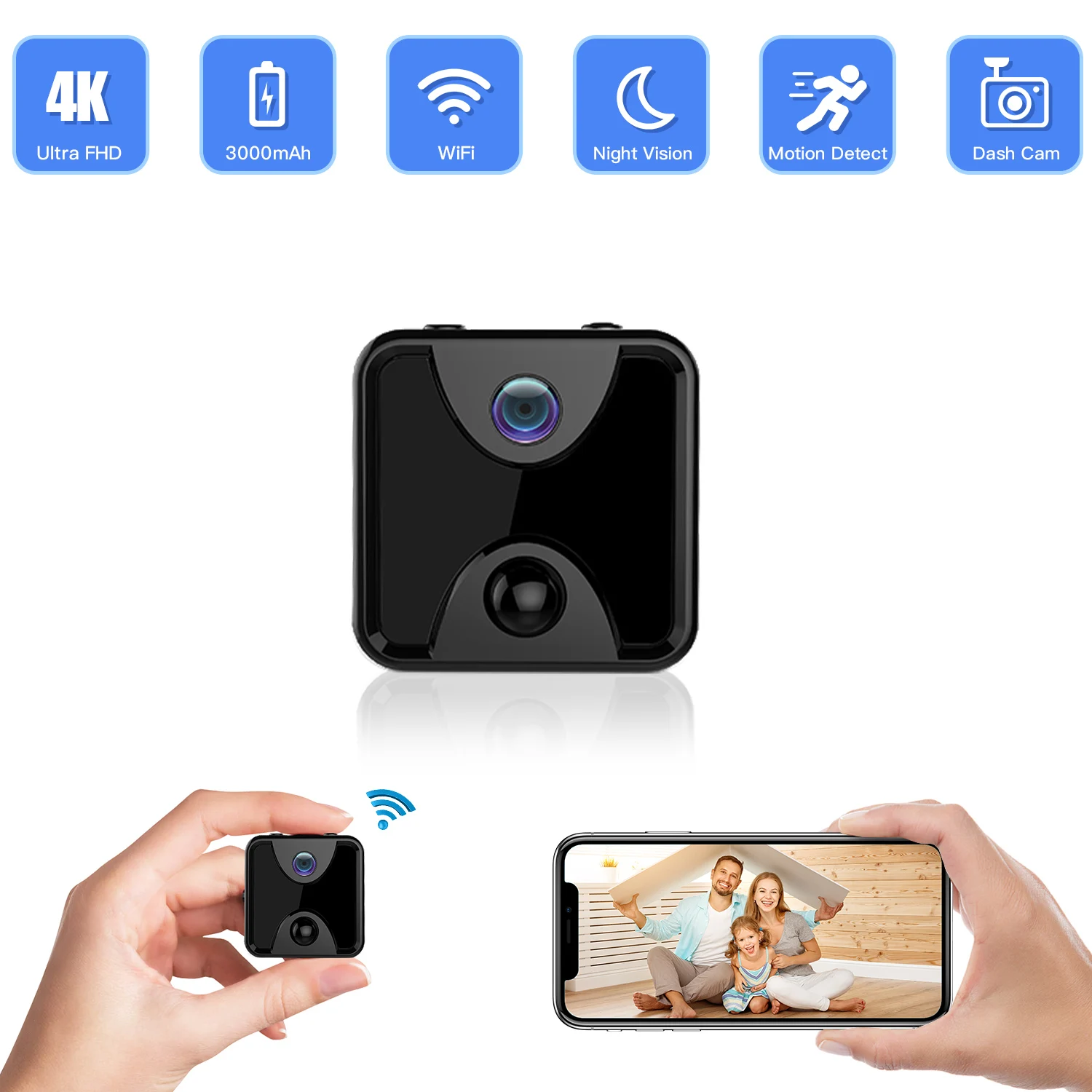 

Wifi 4K Mini Camera Wireless low Power Consumption Motion Detection Night Vision Surveillance