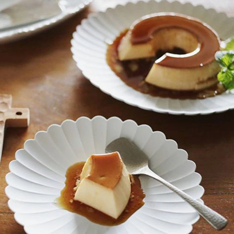 Japanese Imported Chrysanthemum Dish, Frosted Ceramic Dinner Plate, Flower Pattern, Dessert Platter, Home Pan Tray