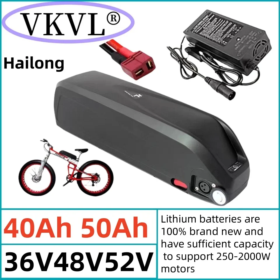 

New 36V48V52V40AH50AH Hailong No.1 Battery 30A BMS supports 350W 500W 750W 1000W 18650 free shipping and gift charger