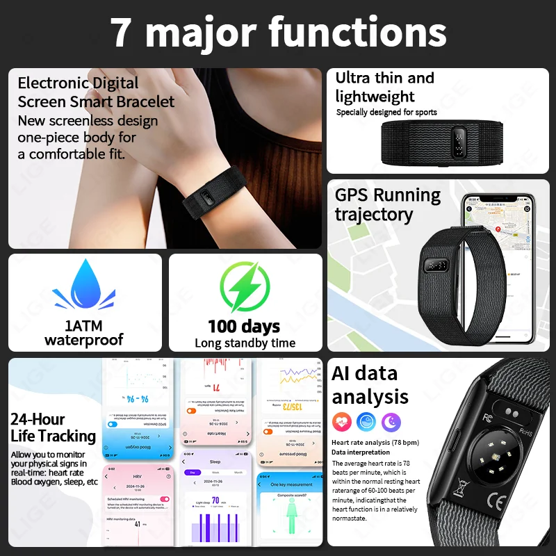 LIGE New Smart Wristbands With - Smartwatch Watches Digital 评论和价格