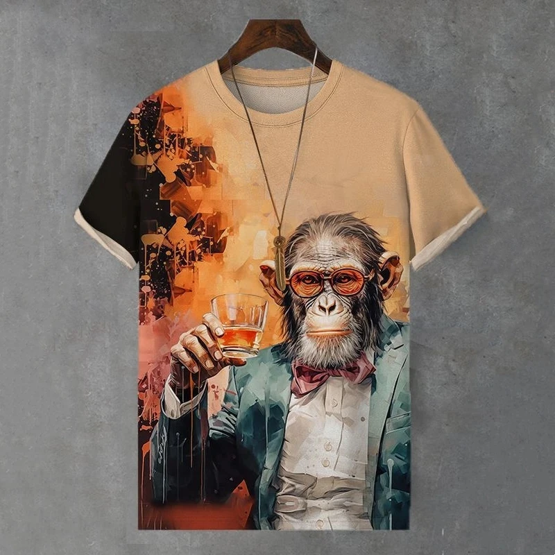 

Anime Monkey Short Sleeve Tee Tops Gorilla 3d Print T-Shirts For Men Quick Dry Sports Casual Loose Oversized Tshirt Men Clothing