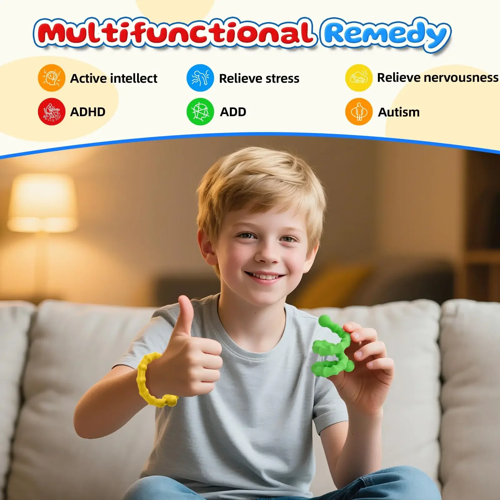 New Children Versatile Sensory Bracelet Toy Food Grade Silicone Grade Elastic Adjustable Decompression Stick Hand String Puzzle