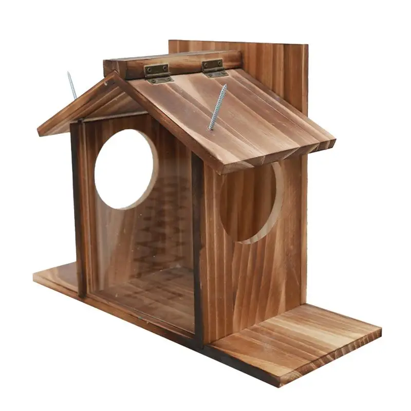 Squirrel Feeding Table Wooden Squirrel Feeder Winter Feeding House Funny Table Feeder Large Feeder Box For Corn & Nuts