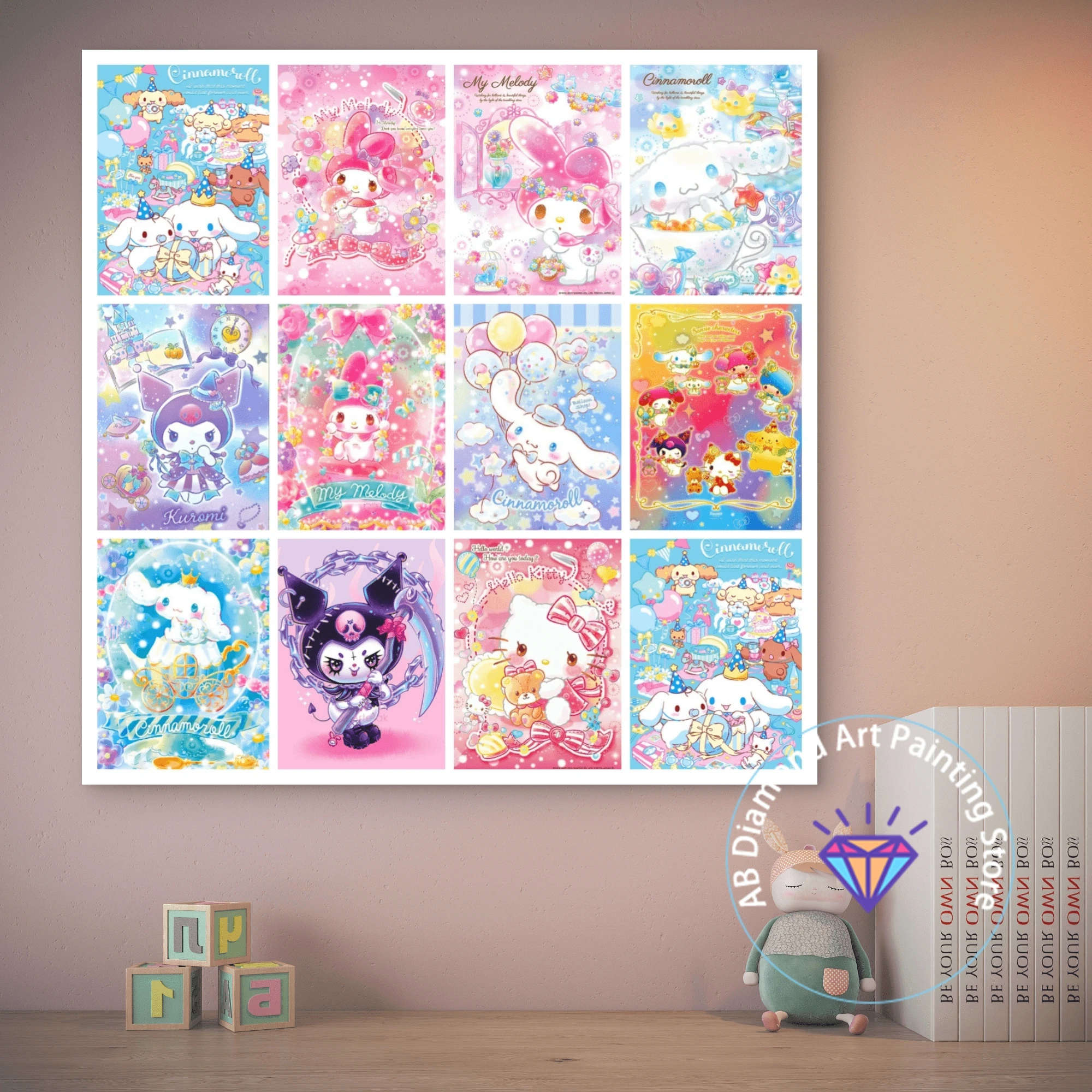 

Kuromi My Melody Cute Hello Kitty AB Diamond Painting Kit 5D DIY Cross Stitch Handmade Art Gift Crafts Home Decor Gift