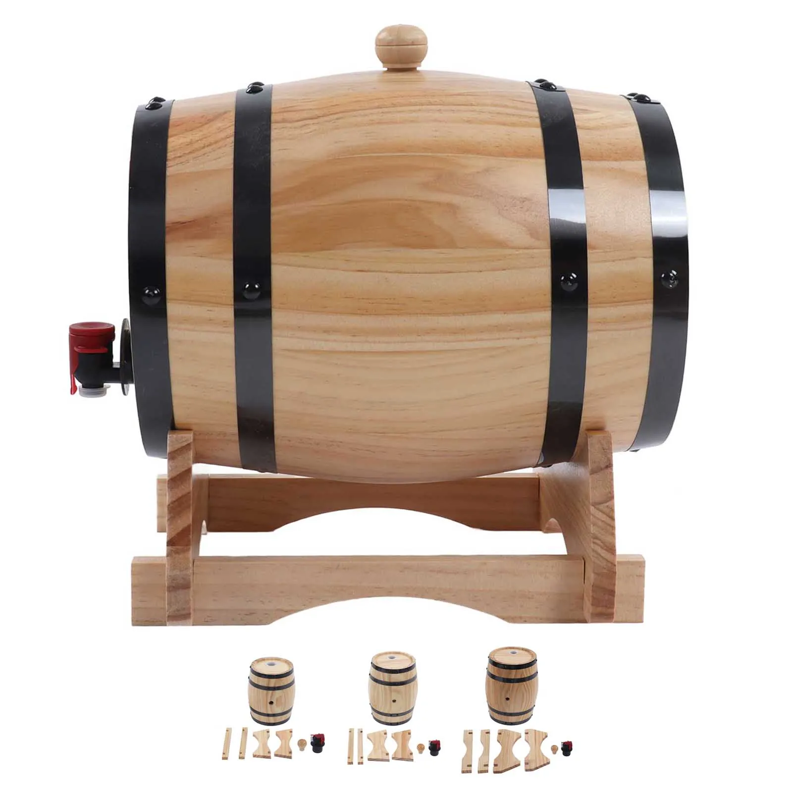 1/3/5L Wine Barrel Self Brewed Wine Pine Aging Barrels Wooden Beer Barrels for Bar Catering Barbecue Shop Home Kitchen Accessory