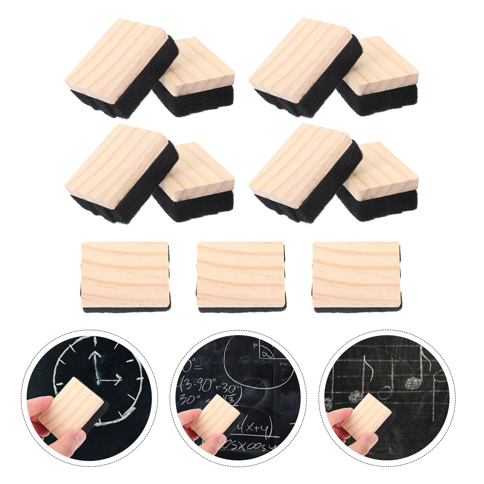 Imagem -06 - Mini Blackboard Eraser para Crianças Chalk Duster Borrachas Brancas Pequeno Número Quadro 12 Pcs