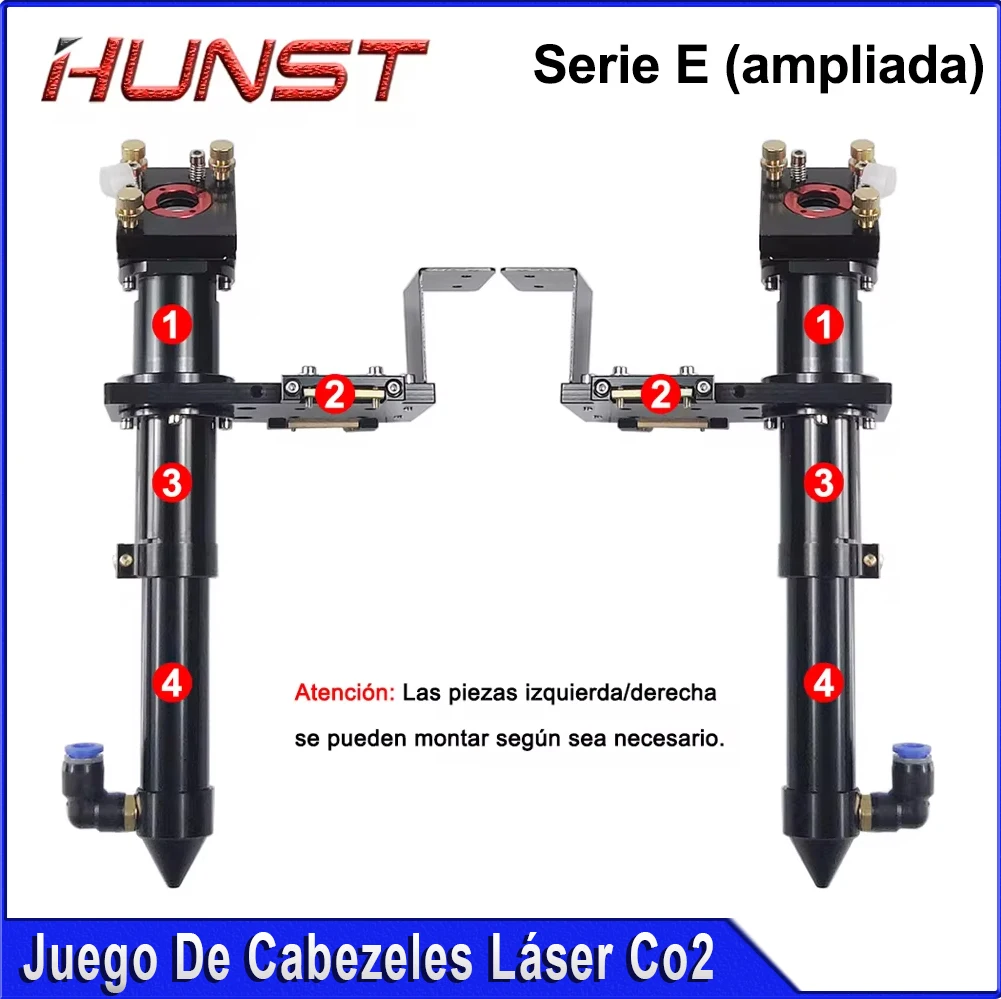 عدسة HUNST CO2 Laser Head E Series (موسعة) D20mm FL50.8 و63.5 مرآة 25 مم لآلة قطع النقش بالليزر ذات التنسيق الكبير.