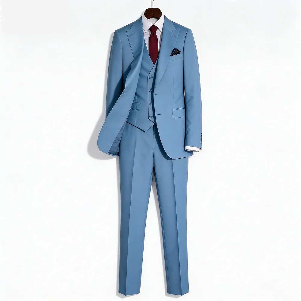 

Green Slim Fit Men's Dress Suit One-Button Peak Lapel Wedding Smoking Terno Masculino Jacket Pants Tie Set