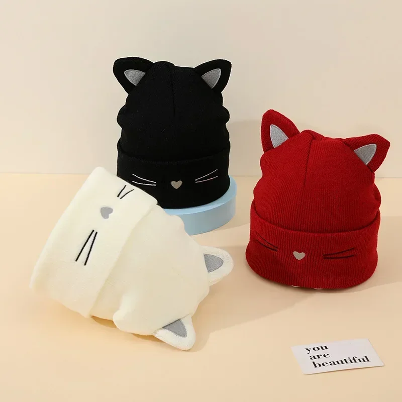 New Korean Warm Hat for Toddler Kawaii Cat Beanie for Kids Boy Girl Warm Elastic Baby Hat for 1-5 Year Clothes Accessories