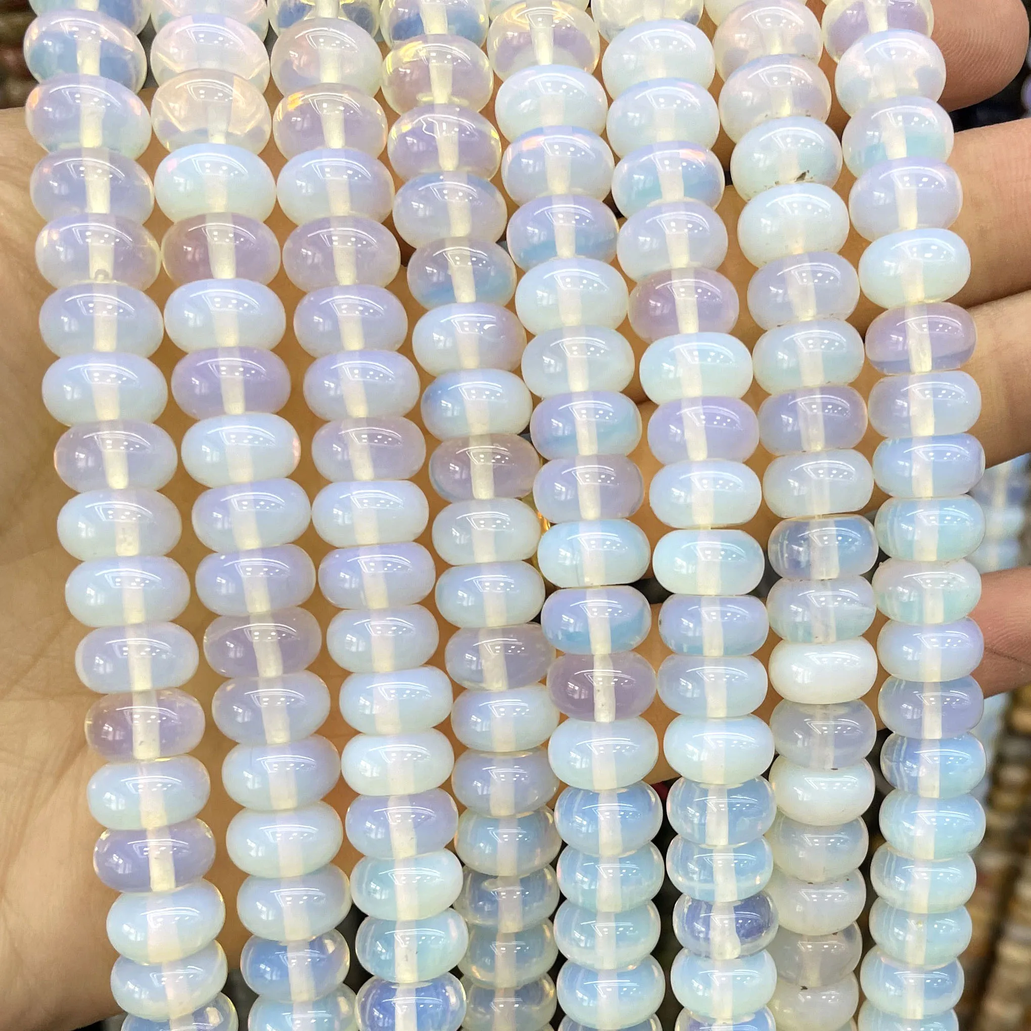 الحجر الطبيعي الأبيض أوبال غير النظامية جولة الأوجه Rondelle خزر عازل DIY بها بنفسك النساء سوار قلادة أقراط لصنع المجوهرات