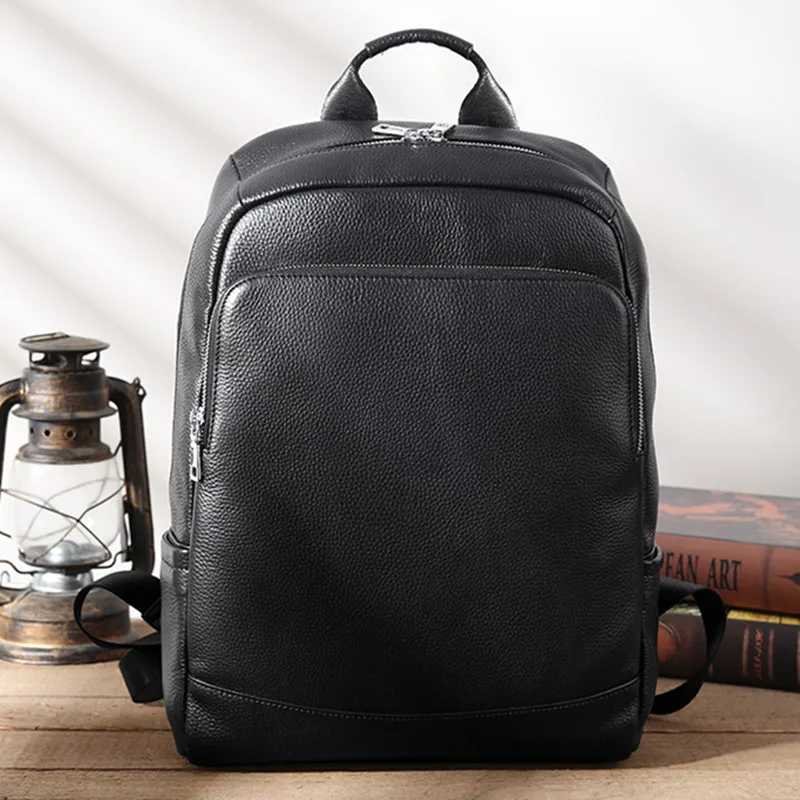 

Business Genuine Leather Men's Backpack Cowhide Man Travel Backpack Large Capacity School Bag 15.6 " Inch Laptop Bag