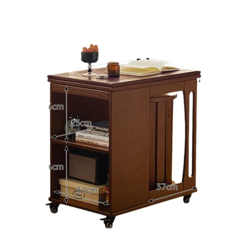 

Multifunctional side table, solid wood movable and deformed integrated coffee table combination