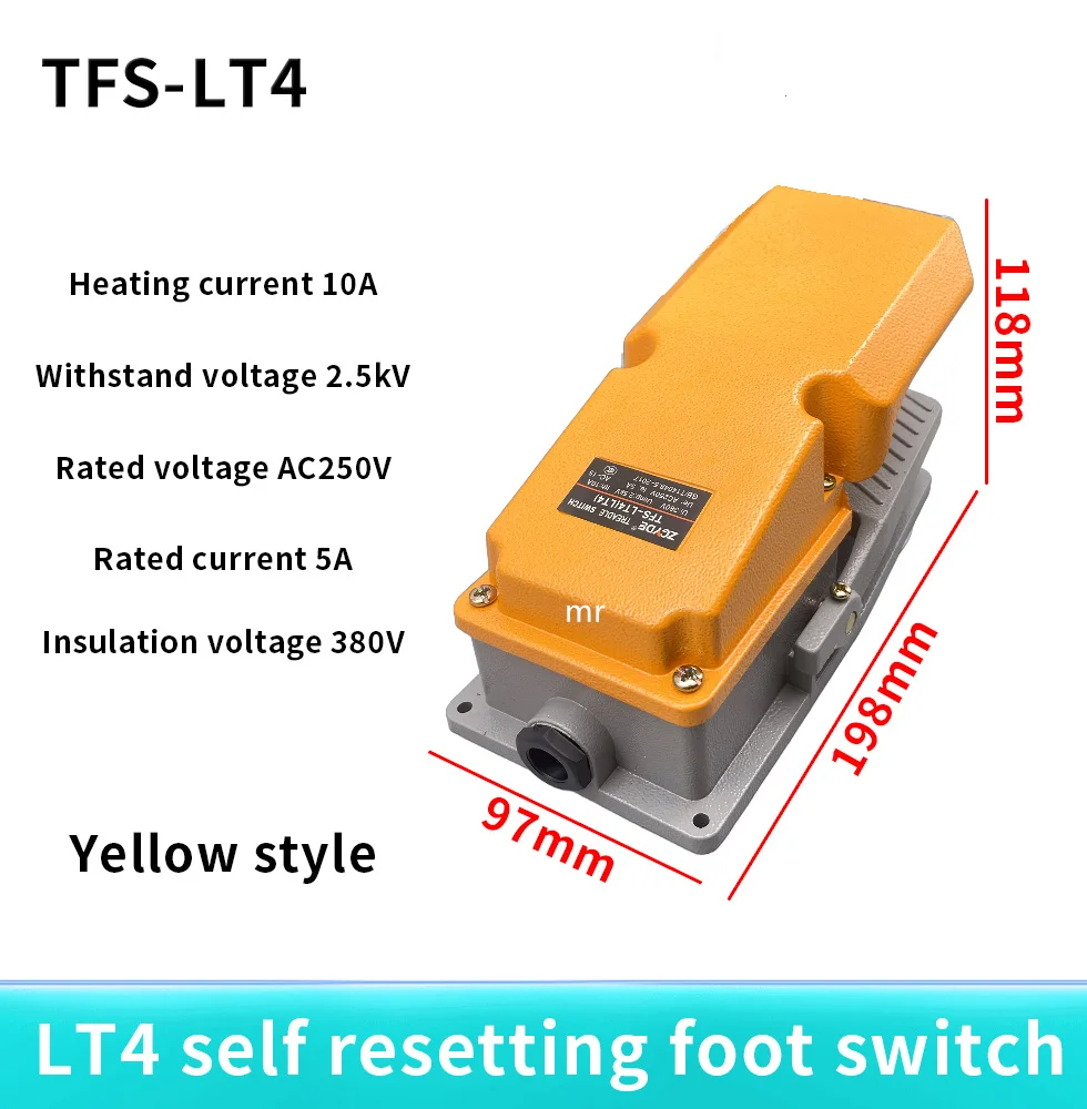 LT4 foot switch aluminium case treadle pedal switch for machine tool control silver contact