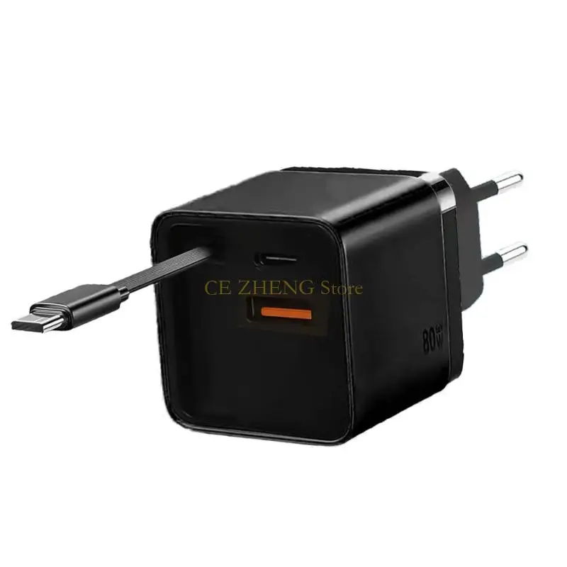 E56B PD80W 빠른 충전기 개폐식 USB C 코드 2 포트 충전 접이식 설계