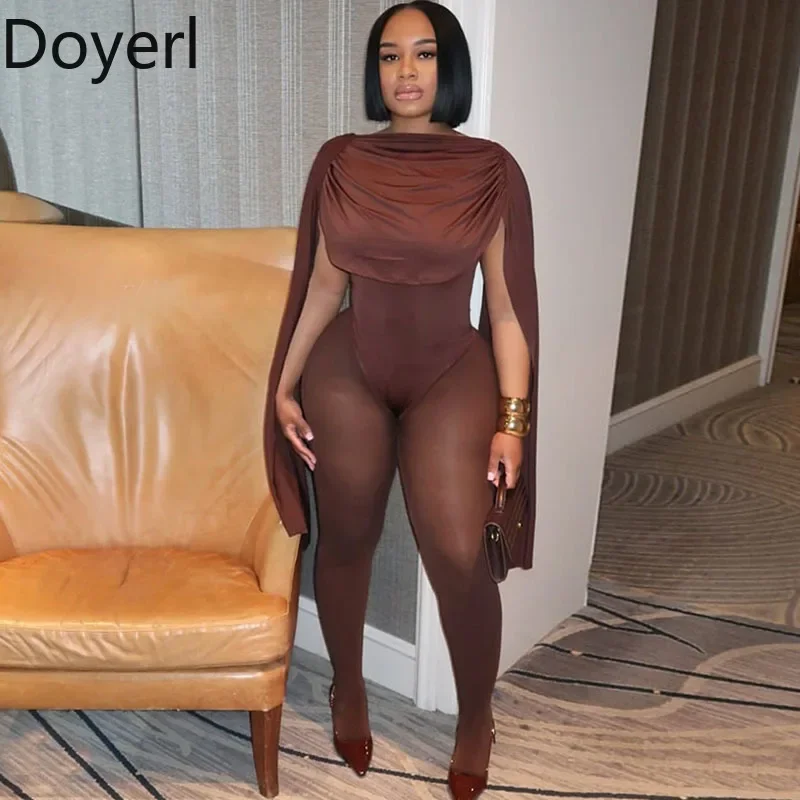 مثير النادي الليلي ثوب بودي كون امرأة وزرة بقماش شفاف المرقعة كيب طوق نحيل قطعة واحدة السروال القصير و حللا Catsuit #1