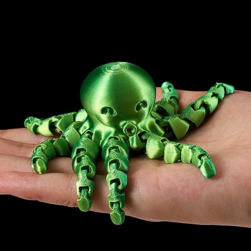 12cm 3D 프린트 문어 피규어 유연한 관절 가정 사무실 책상 장식 해양 동물 테이블 장식품 이상적인 선물 장난감