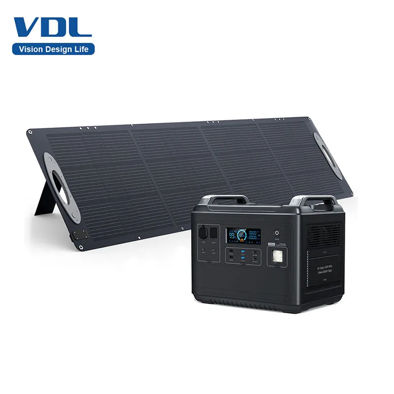 VDL-Portable Power Station, 2000W, 200W Solar Panel, Fast Charging Generator for Home, Outdoor Camping Emergency