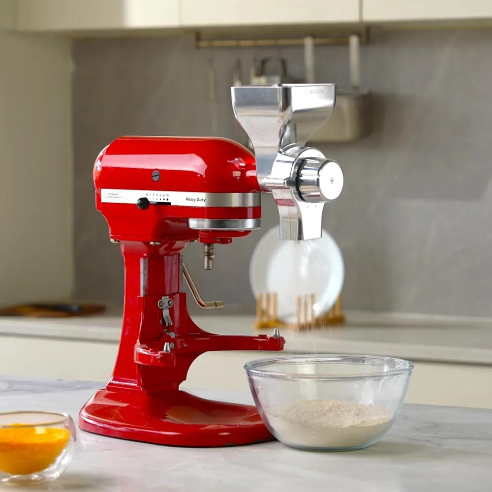 Ganzmetall-Getreidemühraufsatz für KitchenAid-Standmixer, für nicht fettige, trockene Getreide, Weizen, Hafer, Reis, Mais, Fläser und andere Getreide